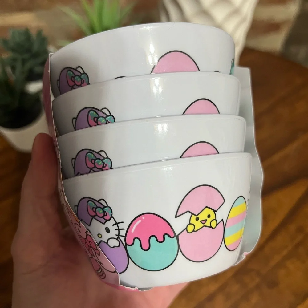 SANRIO Hello Kitty Pink and White Easter Bunny Egg Ramekin Party Bowls